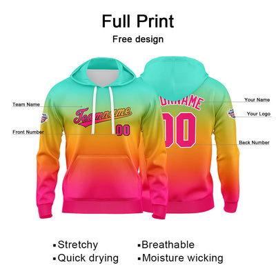 Custom Gradient Hoodie For Man Woman Girl Boy Print Your Logo Name Number Green Orange Pink enthsush