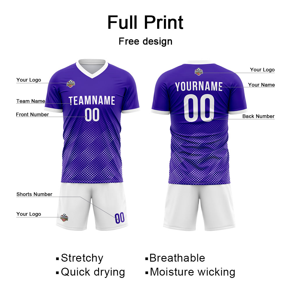 Custom Soccer Jerseys for Men Women Personalized Soccer Uniforms for Adult and Kid Purple-White enthsush