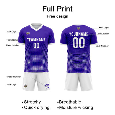 Custom Soccer Jerseys for Men Women Personalized Soccer Uniforms for Adult and Kid Purple-White enthsush