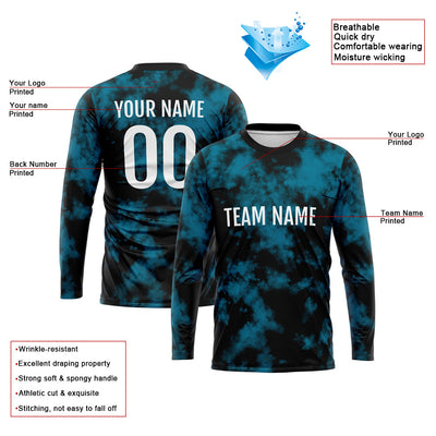 Custom Basketball Soccer Football Shooting Long T-Shirt for Adults and Kids Blue-Black enthsush