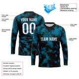 Custom Basketball Soccer Football Shooting Long T-Shirt for Adults and Kids Blue-Black