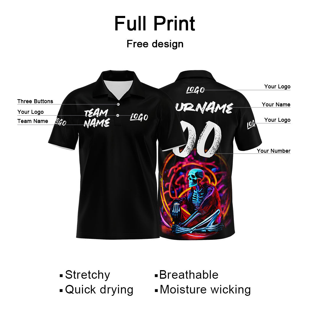 Custom Football Polo Shirts  Add Your Unique Logo/Name/Number Black&White enthsush