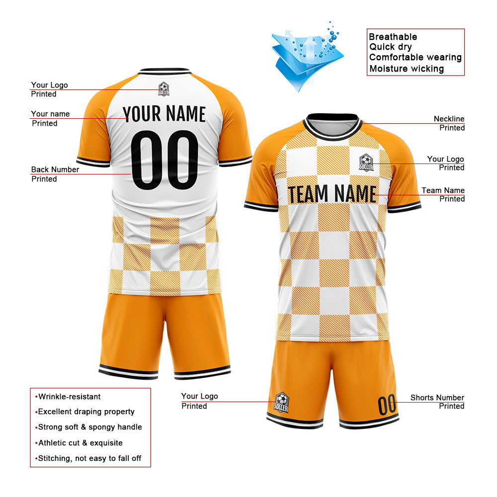 Custom Soccer Jerseys for Men Women Personalized Soccer Uniforms for Adult and Kid Orange-White enthsush