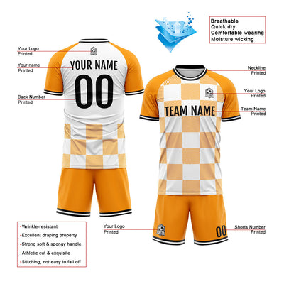 Custom Soccer Jerseys for Men Women Personalized Soccer Uniforms for Adult and Kid Orange-White enthsush