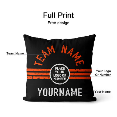 Custom Football Throw Pillow for Men Women Boy Gift Printed Your Personalized Name Number Black & Orange & White enthsush