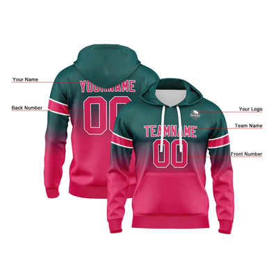 Custom Gradient Sweatshirt Hoodie For Man Woman Girl Boy Print Your Logo Name Number Dark Green&Pink enthsush