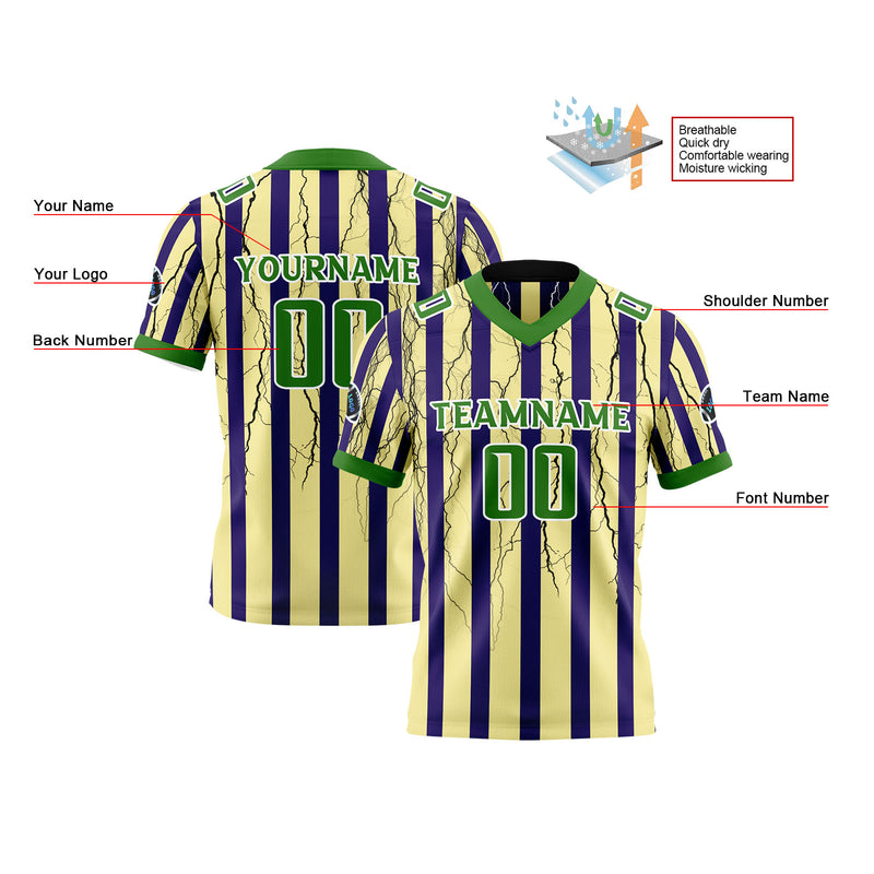 Custom Yellow Green Reversible Football Jersey Personalized Gradient Football Shirts for Men Printed Team Name Number Logo