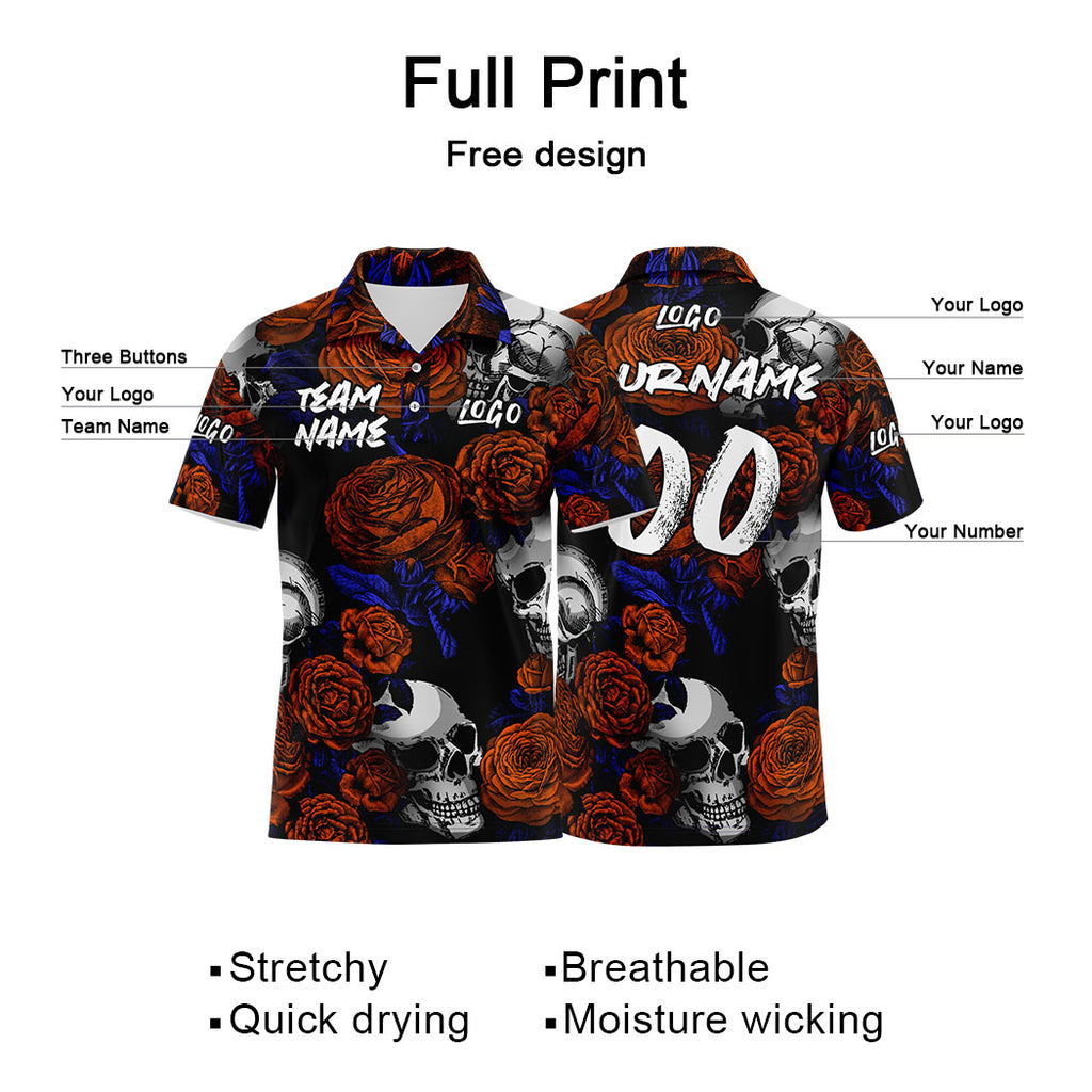 Custom Football Polo Shirts  Add Your Unique Logo/Name/Number Orange enthsush