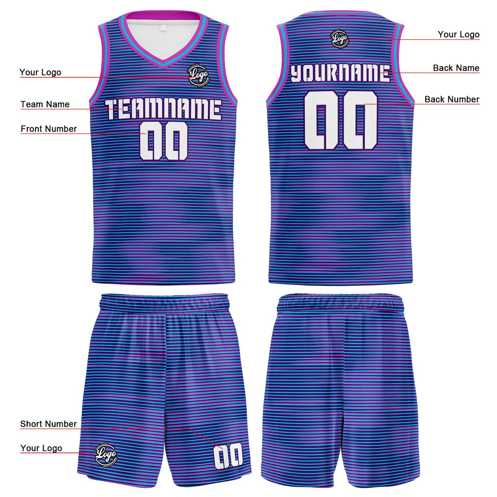 Custom Purple Light Blue Reversible Basketball Suit for Adults and Kids Personalized Jersey enthsush