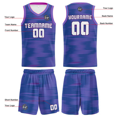 Custom Purple Light Blue Reversible Basketball Suit for Adults and Kids Personalized Jersey enthsush