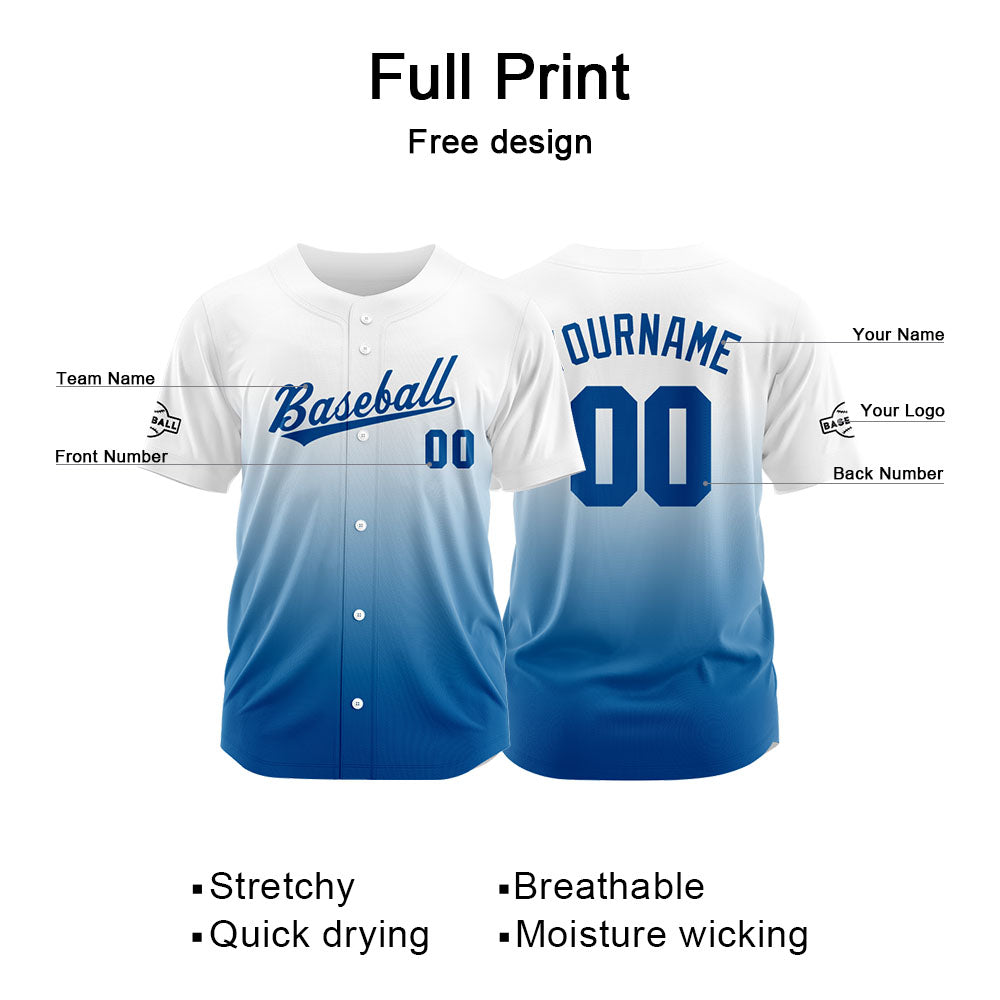 Custom Full Print Design Authentic Baseball Jersey blue-white enthsush