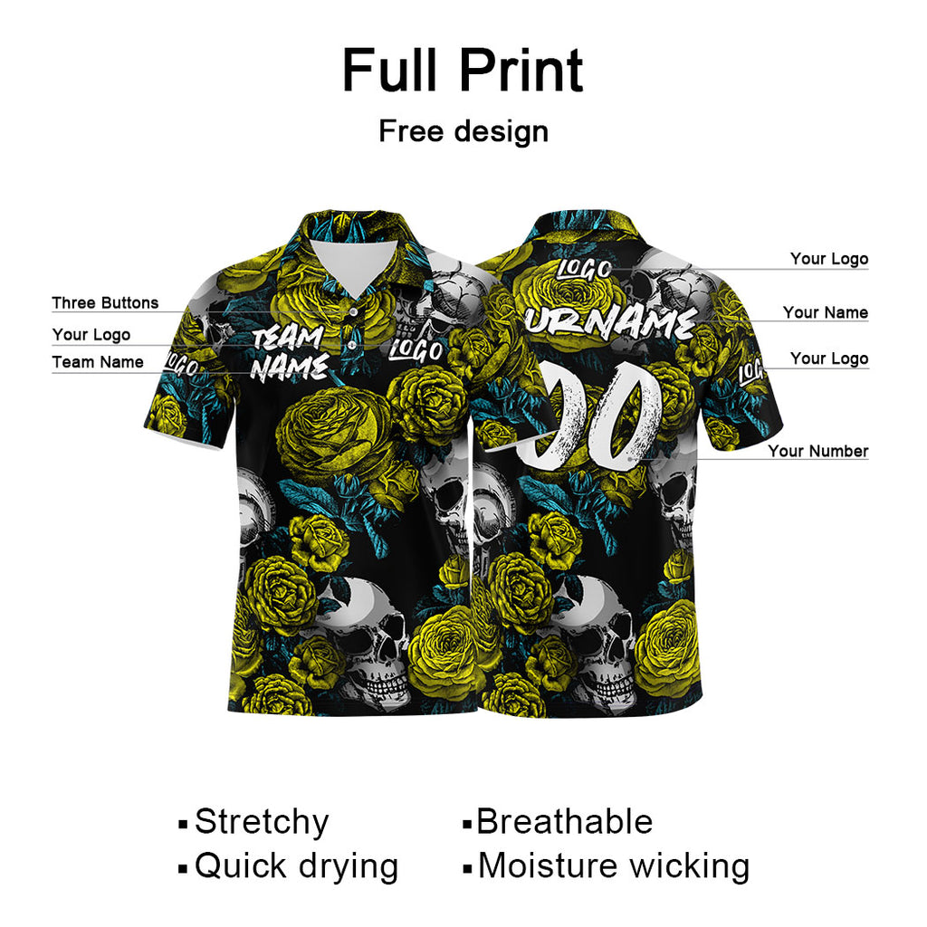Custom Football Polo Shirts  Add Your Unique Logo/Name/Number Yellow enthsush