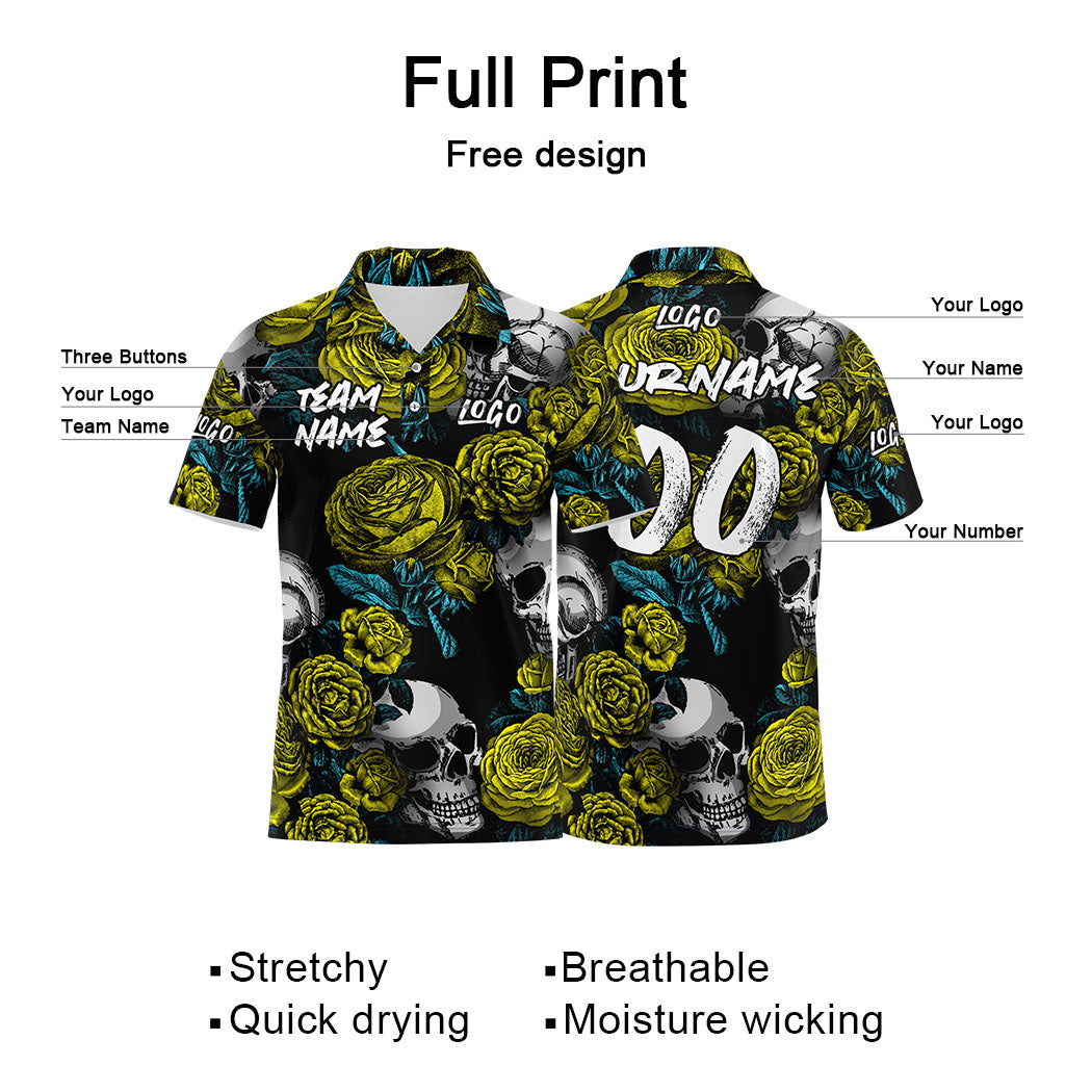 Custom Football Polo Shirts  Add Your Unique Logo/Name/Number Yellow enthsush