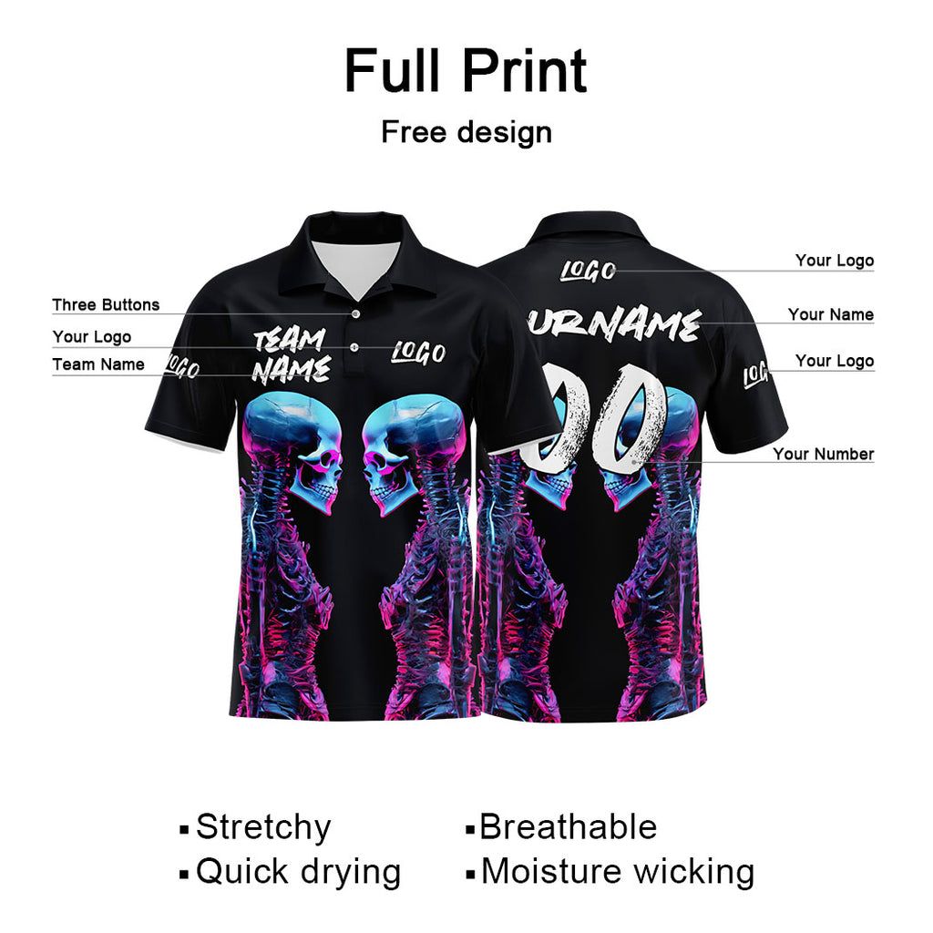 Custom Football Polo Shirts  Add Your Unique Logo/Name/Number Black&Pink enthsush