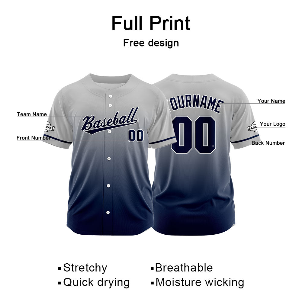 Custom Full Print Design Authentic Baseball Jersey navy-gray enthsush