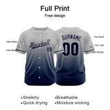 Custom Full Print Design Authentic Baseball Jersey navy-gray