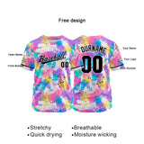 Custom Full Print Design Authentic Baseball Jersey pink-purple