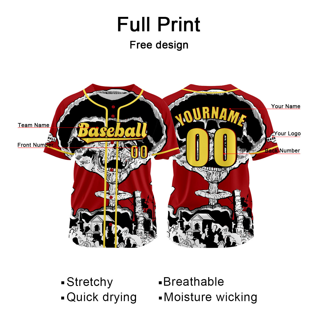 Custom Red Baseball Jersey Personalized Baseball Shirt for Men Women Kids Youth enthsush