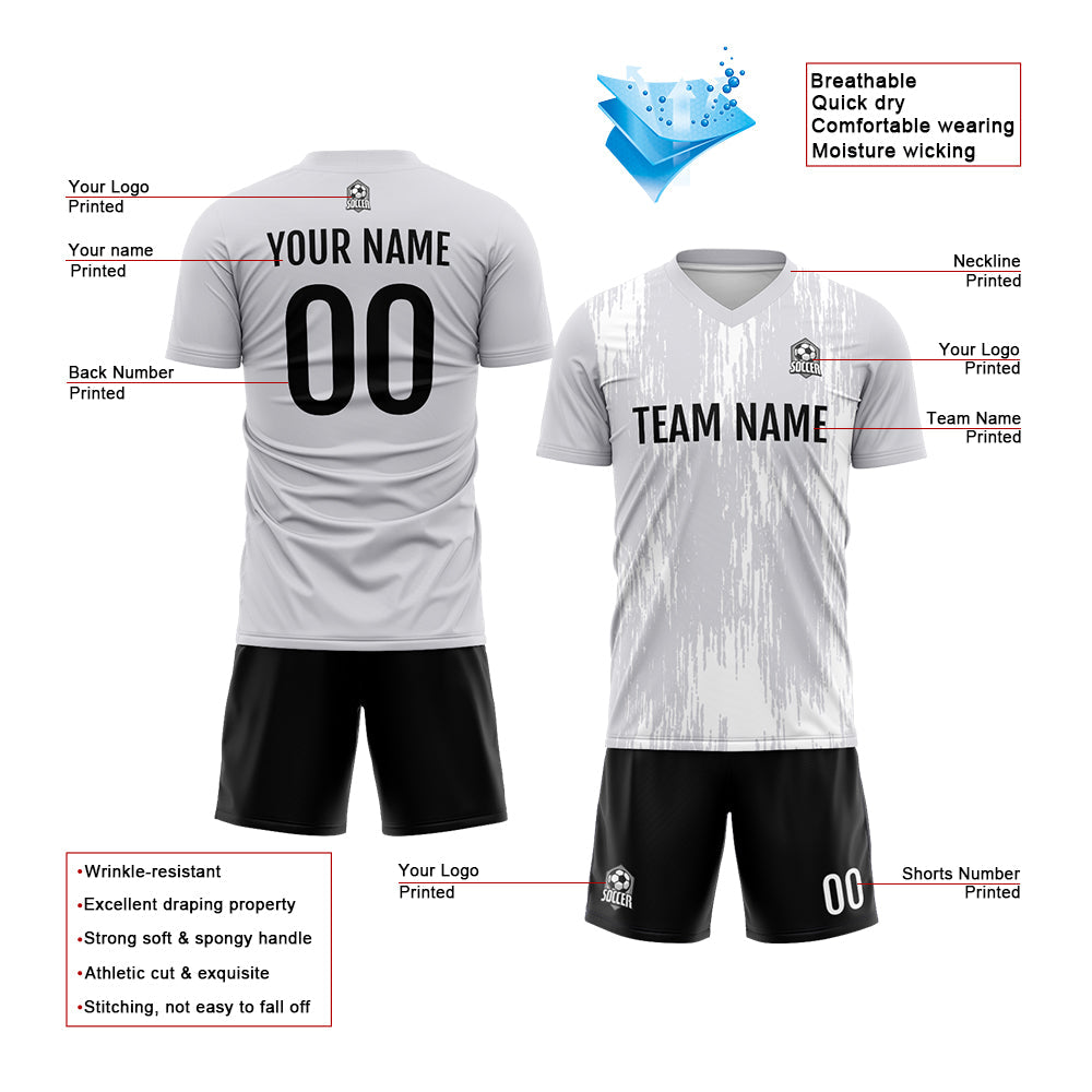 Custom Soccer Jerseys for Men Women Personalized Soccer Uniforms for Adult and Kid Gray enthsush