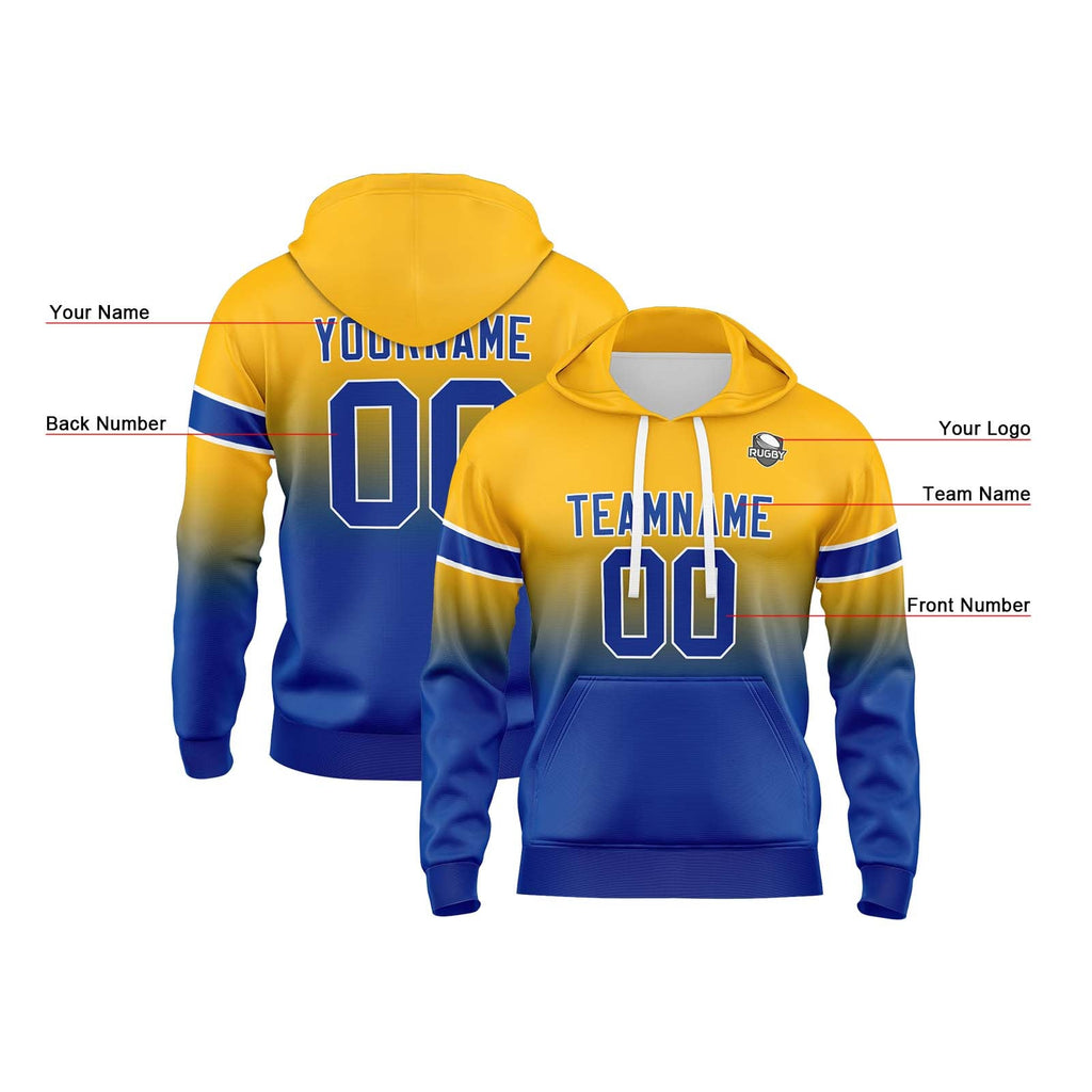 Custom Gradient Hoodie For Man Woman Girl Boy Print Your Logo Name Number Yellow&Blue enthsush