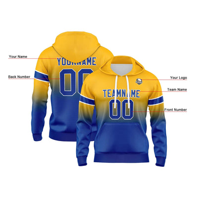 Custom Gradient Hoodie For Man Woman Girl Boy Print Your Logo Name Number Yellow&Blue enthsush