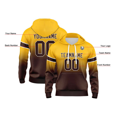 Custom Gradient Hoodie For Man Woman Girl Boy Print Your Logo Name Number Yellow&Brown enthsush