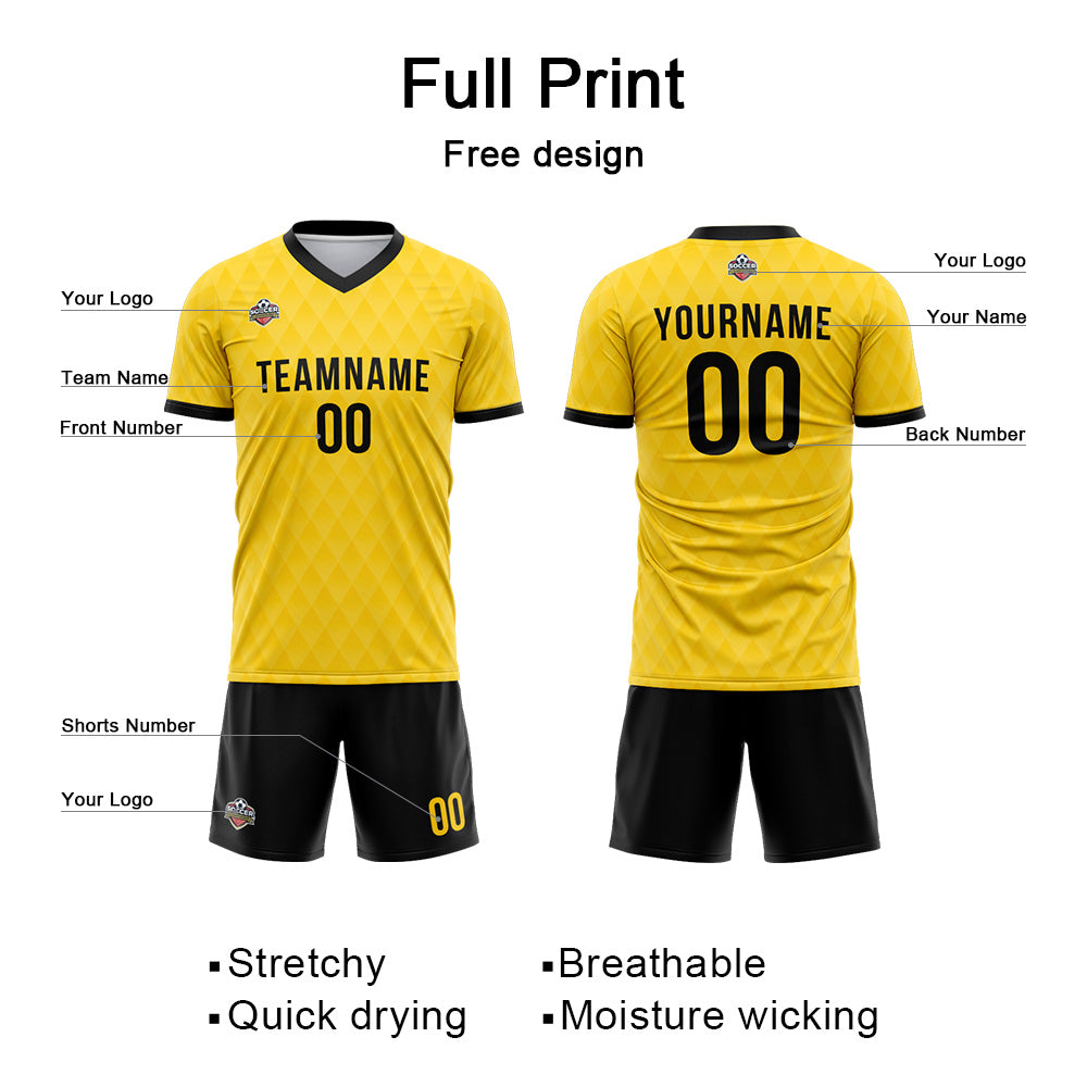 Custom Soccer Jerseys for Men Women Personalized Soccer Uniforms for Adult and Kid Yellow-Black enthsush