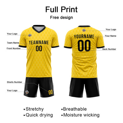 Custom Soccer Jerseys for Men Women Personalized Soccer Uniforms for Adult and Kid Yellow-Black enthsush