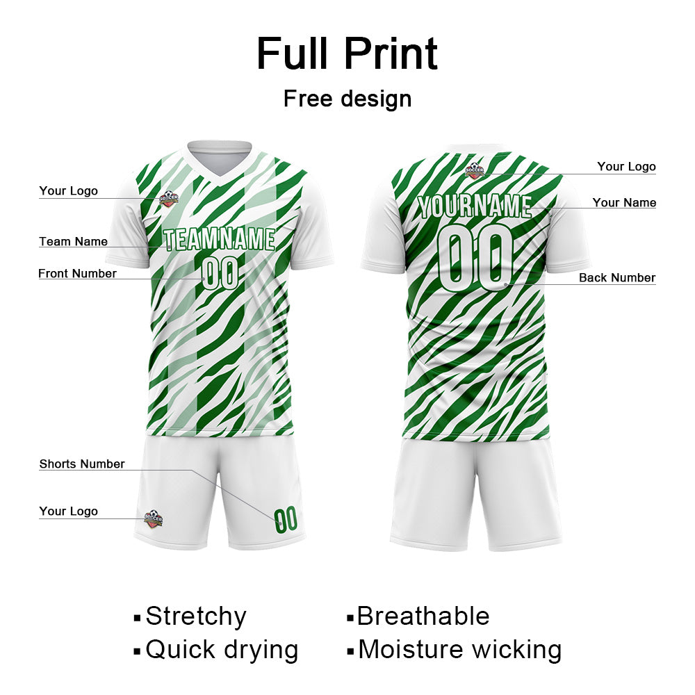 Custom Soccer Jerseys for Men Women Personalized Soccer Uniforms for Adult and Kid Green-White enthsush