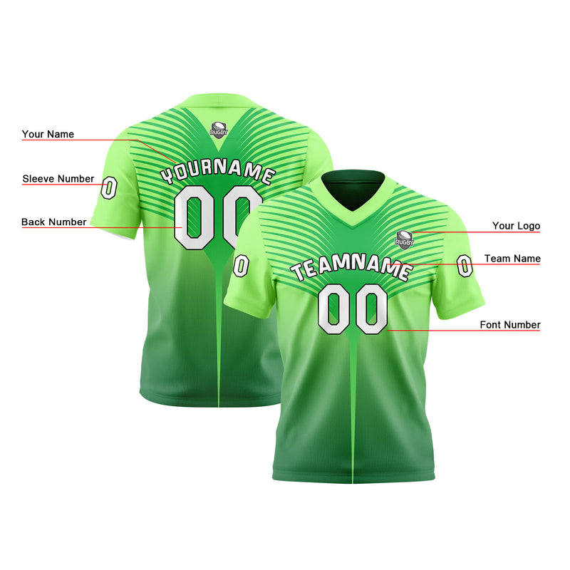 Custom Green Reversible Football Jersey Personalized Gradient Football Shirts for Men Printed Team Name Number Logo