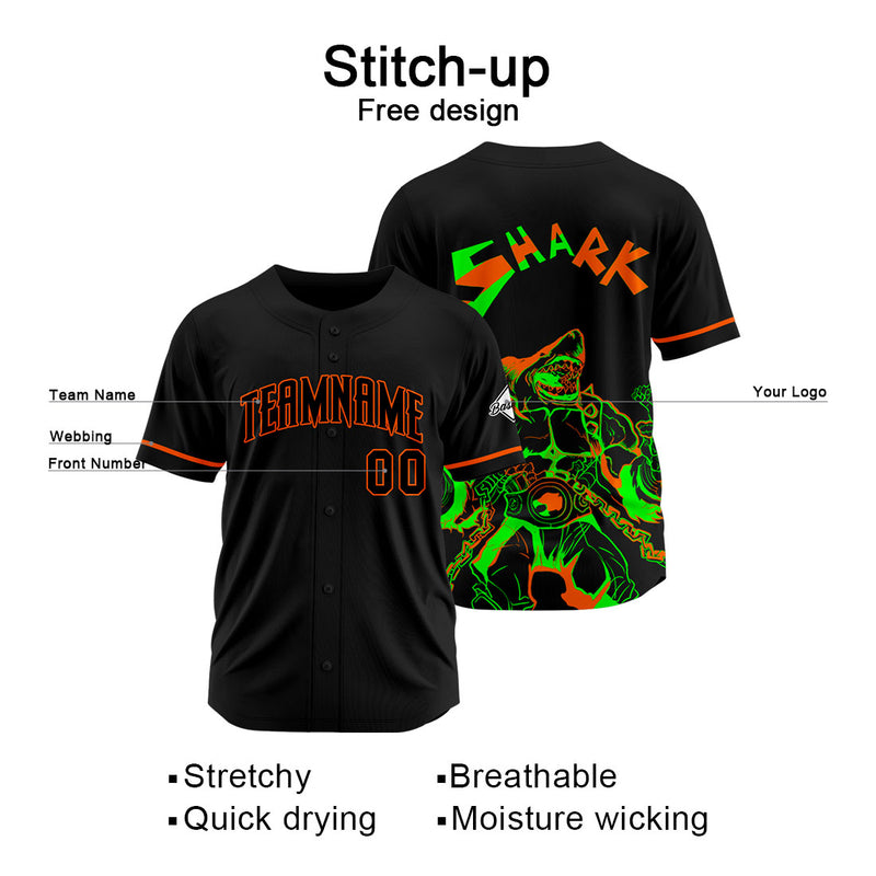 Custom Baseball Uniforms High-Quality for Adult Kids Optimized for Performance Shark-Black&Orange