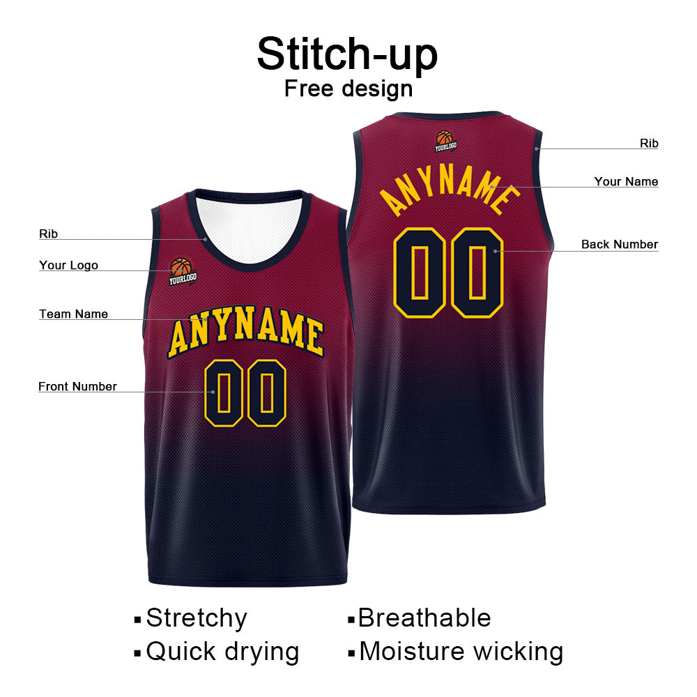 Custom Basketball Jersey Personalized Stitched Team Name Number Logo Burgundy&Black enthsush