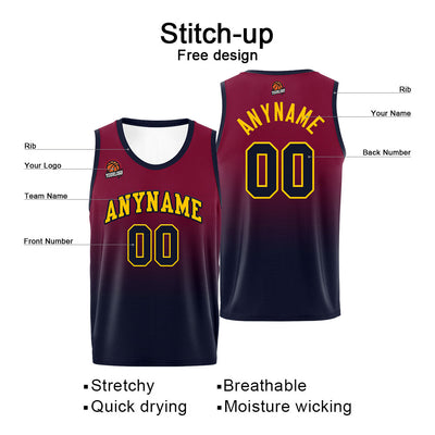 Custom Basketball Jersey Personalized Stitched Team Name Number Logo Burgundy&Black enthsush