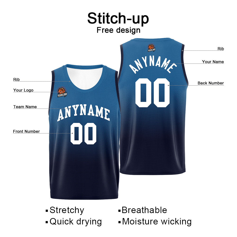 Custom Basketball Jersey Personalized Stitched Team Name Number Logo Blue&Navy enthsush