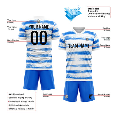 Custom Soccer Jerseys for Men Women Personalized Soccer Uniforms for Adult and Kid Blue-White enthsush