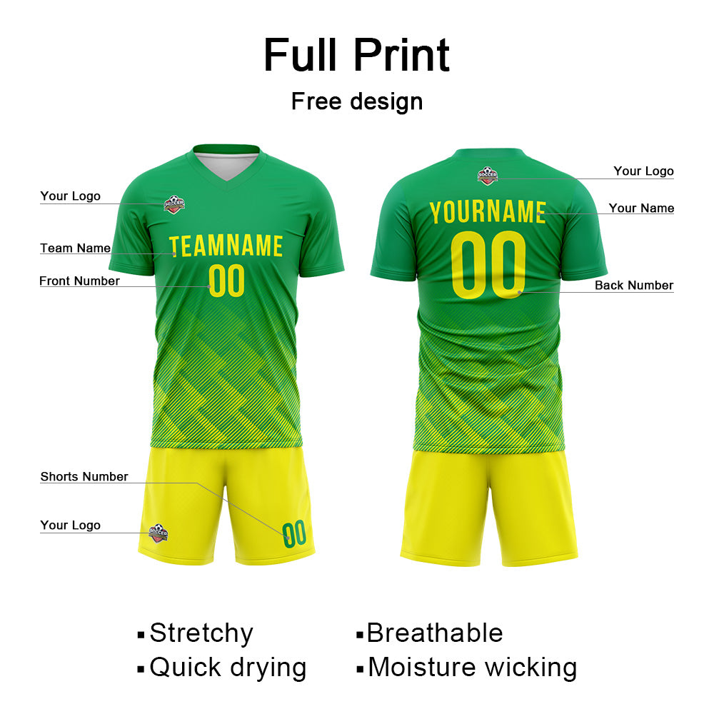Custom Soccer Jerseys for Men Women Personalized Soccer Uniforms for Adult and Kid Green-Yellow enthsush
