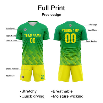 Custom Soccer Jerseys for Men Women Personalized Soccer Uniforms for Adult and Kid Green-Yellow enthsush