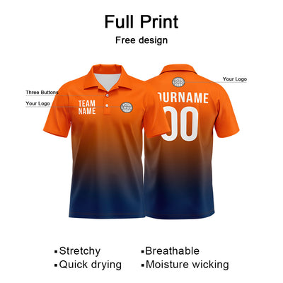 Custom Orange Navy Football Polo Shirts Add Your Unique Logo/Name/Number enthsush