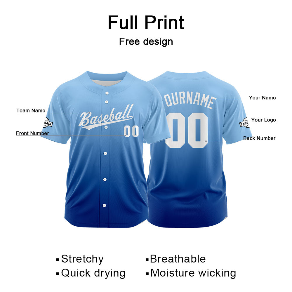 Custom Full Print Design Authentic Baseball Jersey blue gradient enthsush