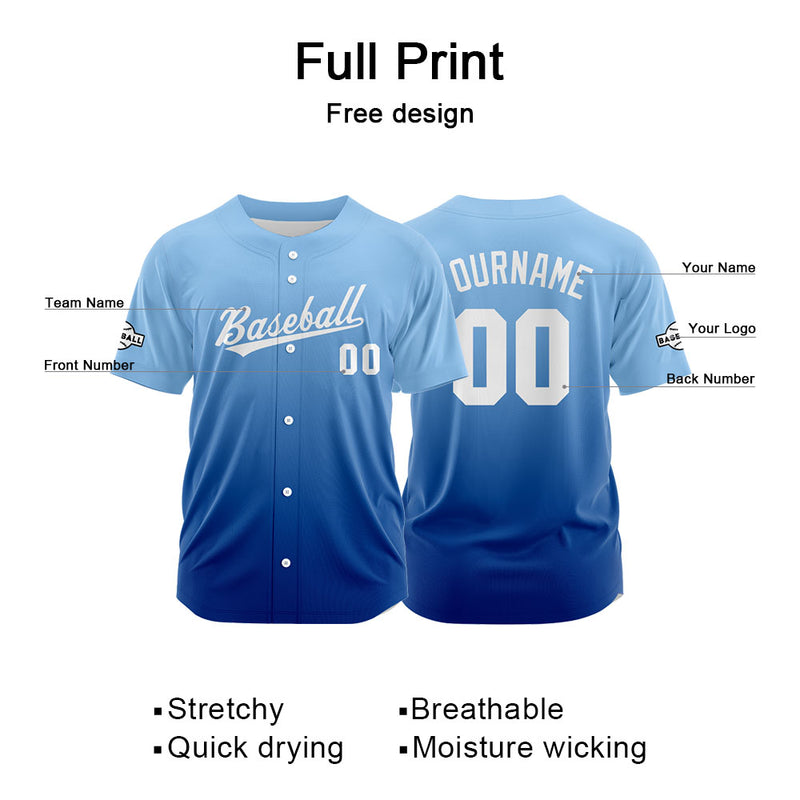 Custom Full Print Design Authentic Baseball Jersey blue gradient