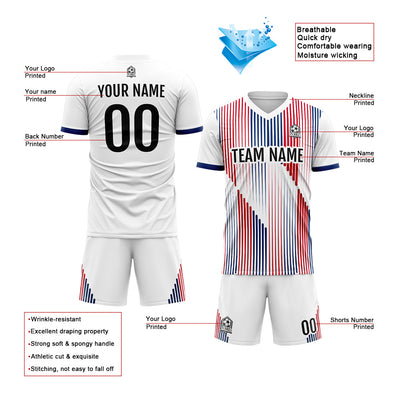 Custom Soccer Jerseys for Men Women Personalized Soccer Uniforms for Adult and Kid White-Red-Royal enthsush