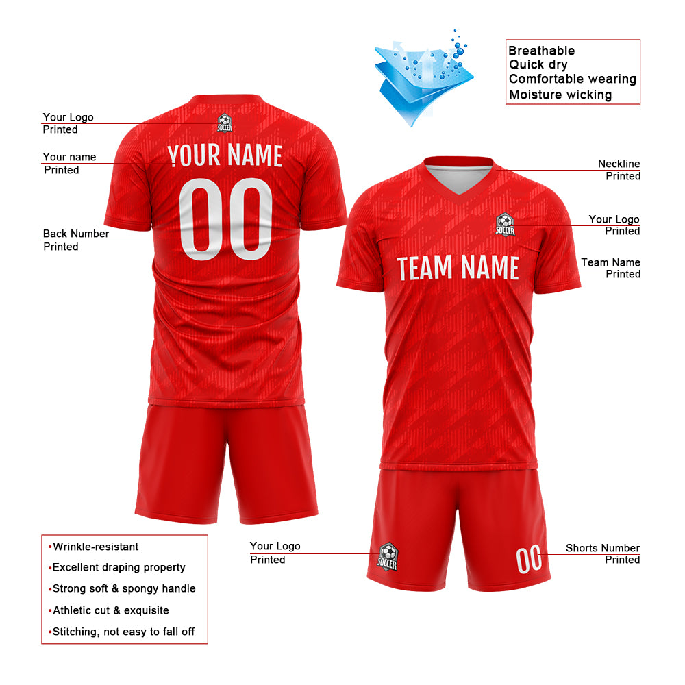 Custom Soccer Jerseys for Men Women Personalized Soccer Uniforms for Adult and Kid Red&White enthsush