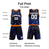 Custom Basketball Jersey Uniform Suit Printed Your Logo Name Number Navy-Orange
