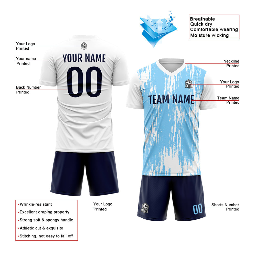 Custom Soccer Jerseys for Men Women Personalized Soccer Uniforms for Adult and Kid Light Blue enthsush