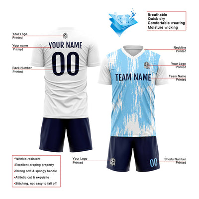 Custom Soccer Jerseys for Men Women Personalized Soccer Uniforms for Adult and Kid Light Blue enthsush