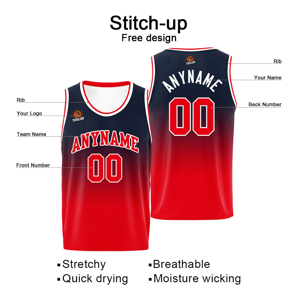 Custom Basketball Jersey Personalized Stitched Team Name Number Logo Navy&Red enthsush
