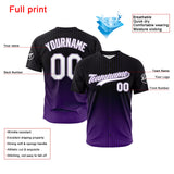 Custom Full Print Design Authentic Baseball Jersey Black-Purple