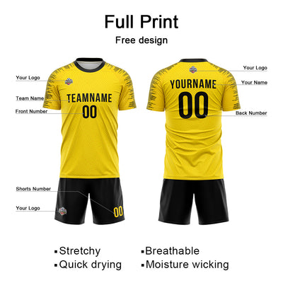Custom Soccer Jerseys for Men Women Personalized Soccer Uniforms for Adult and Kid Yellow-Black enthsush