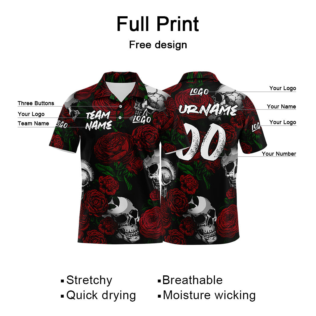 Custom Football Polo Shirts  Add Your Unique Logo/Name/Number Red enthsush