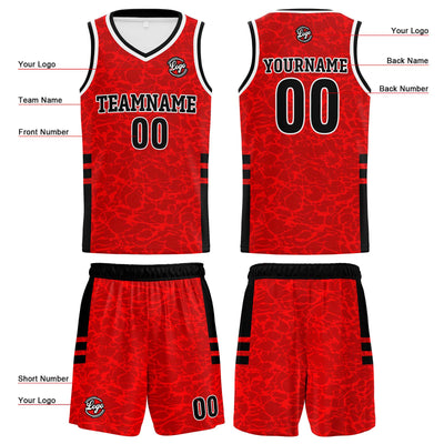 Custom Red Reversible Basketball Suit for Adults and Kids Personalized Jersey enthsush